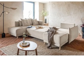 Бежов ъглов диван от велур (ляв ъгъл/"U") Lazy Lukka - Miuform