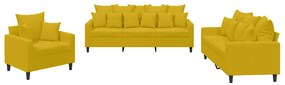 3201686 vidaXL Комплект дивани от 3 части с възглавници, жълт, кадифе
