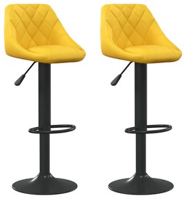 335356 vidaXL Бар табуретки, 2 бр, горчица, кадифе