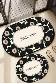 Черни/бежови килими за баня в комплект 2 бр. 60x100 cm Oweld – Foutastic