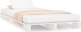 821383 vidaXL Легло от палети, бяло, 100x200 см, масивно борово дърво
