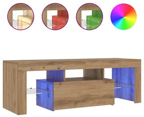 856302 vidaXL ТВ шкаф с LED осветление, 120x36,5x40 см, инженерно дърво