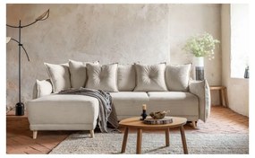 Бежов ъглов диван от велур (променлив) Lazy Lukka - Miuform