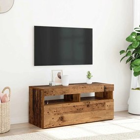 856307 vidaXL ТВ шкаф с LED осветление, 90x35x40 см, инженерно дърво