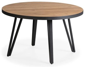 Кръгла масичка за кафе с дъбов плот в черен и естествен цвят ø 80 cm Sindi – Marckeric