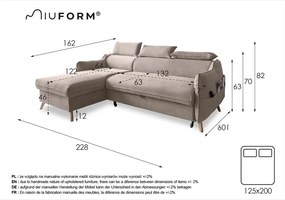 Бежов кадифен ъглов диван (ляв ъгъл) Sweet Harmony - Miuform