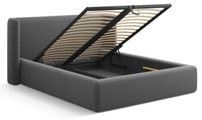 Сиво двойно легло 180x200 cm тапицирано с място за съхранение с включена подматрачна рамка Jason – Windsor &amp; Co Sofas