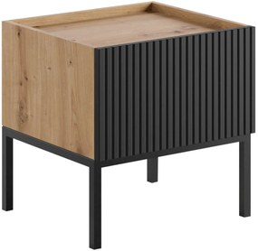 Нощно шкафче Como-Естествено дърво-Черен