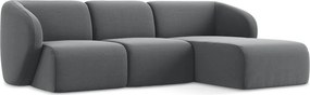 Сив кадифен ъглов диван (десен ъгъл) Lani – Makamii