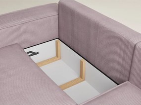 Лилав сгъваем/с място за съхранение ъглов диван от рипсено кадифе (десен ъгъл/L форма) Tonga – Maison de Rêve