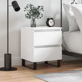 826892 vidaXL Нощно шкафче, бяло, 40x35x50 см, инженерно дърво