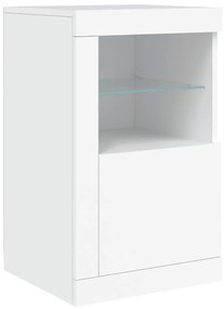 836630 vidaXL Страничен шкаф с LED осветление, бял, инженерно дърво