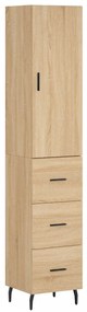 3198868 vidaXL Висок шкаф, сонома дъб, 34,5x34x180 см, инженерно дърво