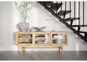 Витрина от декор от дъб с плъзгащи се врати в естествен цвят 170x75 cm Hazelton – Rowico