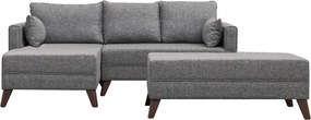 Сив ъглов разтегателен диван (ляв ъгъл) Bella – Balcab Home