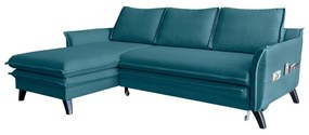 Тюркоазен ъглов разтегателен диван, ляв ъгъл Charming Charlie - Miuform
