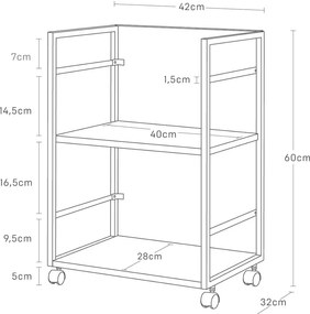 Бял метален подвижен стелаж 42x60 cm Tower – YAMAZAKI