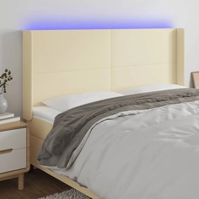 3123878 vidaXL LED горна табла за легло, кремава, 203x16x118/128 см
