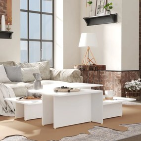 805562 vidaXL Кафе маси, 2 бр, бели, 111,5x50x33 см, инженерно дърво
