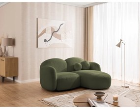 Зелен ъглов диван от прежда с примки от букле (десен ъгъл) Orbit – Ropez