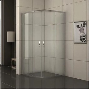 Обикновена душ кабина ICS 285 TS NEW 80*80 EASY ASSEMBLE Inter Ceramic, 80x80x180см, 4мм, прозрачно калено стъкло, овална, с две плъзгащи се врати