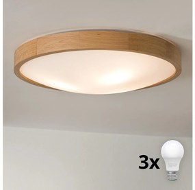 Brilagi - LED таванно осветително CARVALHO SLIM 3xE27/60W/230V дъб Ø47 см