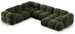 Зелен кадифен ъглов диван (ляв ъгъл/U форма) Loretto – Cosmopolitan Design