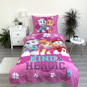 Розово единично памучно детско спално бельо 140x200 cm Paw Patrol "Heroic" – Jerry Fabrics