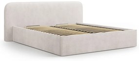 Бяло двойно тапицирано легло с място за съхранение с включена подматрачна рамка 200x200 cm Elizabeth – Micadoni