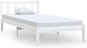 810068 vidaXL Рамка за легло, бяла, бор масив, 90x200 cм