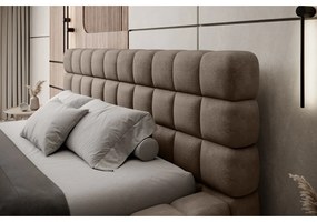 Светлокафяво двойно легло 140x200 cm тапицирано с място за съхранение с включена подматрачна рамка Dizzle – ELTAP