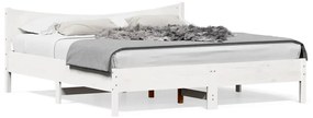 3216361 vidaXL Рамка за легло без матрак, бял, 180x200 см, бор масив