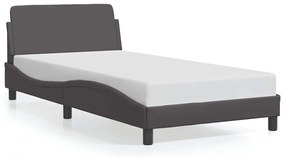 373141 vidaXL Рамка за легло Dover, сива, 100x200 см, изкуствена кожа