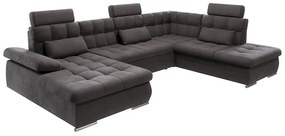 Антрацитен разтегателен ъглов диван с място за съхранение (десен ъгъл/U форма) Merkur – Ropez