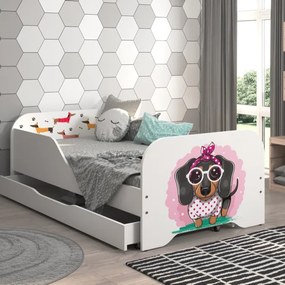 Пълно детско легло 140 x 70 cm с матрак и решетка -  SWEET DOG