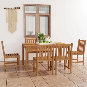 3059934 vidaXL Градински комплект за хранене, 7 части, 150x90 см, масивно тиково дърво