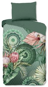 Зелено фланелено спално бельо за единично легло 140x200 cm - HIP