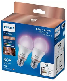 К-кт 2x LED RGB Димируема крушка Philips A60 E27/8W/230V Wi-Fi