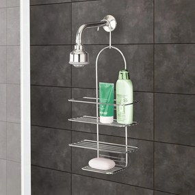 Висящ стоманен рафт за баня в блестящо сребрист цвят Luxy – Metaltex