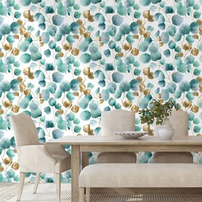 Фототапет – Златни и тюркоазени листа