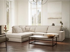 Кремав шенилов ъглов диван (ляв ъгъл/L форма) Kirou – Maison de Rêve