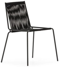 Черни метални трапезни столове в комплект за подреждане 2 бр. Emily – Marckeric