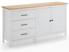 Бял нисък скрин от масивен бор 150x80 cm Miranda – Marckeric