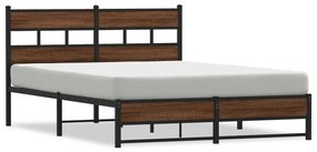 4017327 vidaXL Метална рамка за легло, без матрак, кафяв дъб, 140x200 см