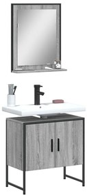 3214337 vidaXL Комплект шкаф за баня от 2 части, сив сонома, инженерно дърво