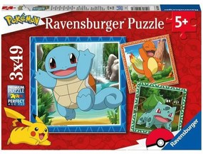 Комплект от 3 Пъзела Pokémon Ravensburger 05586 Bulbasaur, Charmander &amp; Squirtle 147 Части