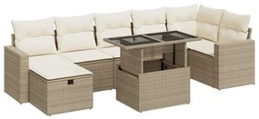 3327828 vidaXL Градински диван с възглавници, 8 части, бежов полиратан