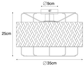 Ориенталски таванен аплик черен с бамбук - Irena