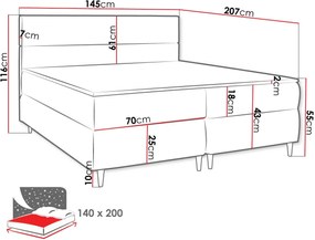 Тапицирано легло Flo с матрак и топ матрак-Mpez-140 x 200