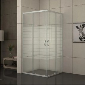 Обикновена душ кабина ICS 275/31NEW 90*90 EASY ASSEMBLE Inter Ceramic, 90x90x180см, 4мм, рисувани калени стъкла, квадратна, с две плъзгащи се врати